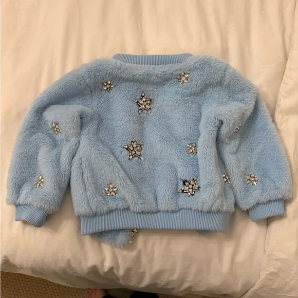 Lola + The Boys Sky Blue Fuzzy Jacket